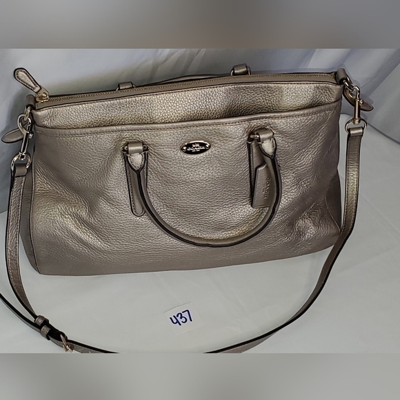 COACH MORGAN SATCHEL IN PEBBLE LEATHER METALLIC SILVER - Picture 2 of 9